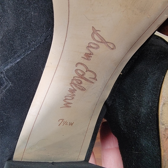 Sam Edelman Codie Black Suede Ankle Boots Size 7.5 Block Heels - Picture 13 of 15